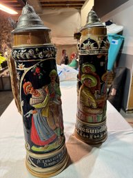 Large Decorative Beer Steins From Germany