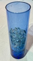 Blue Glass Vase With Beads