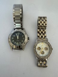 Watches (2) Quartz And Unknown (diamonds?)