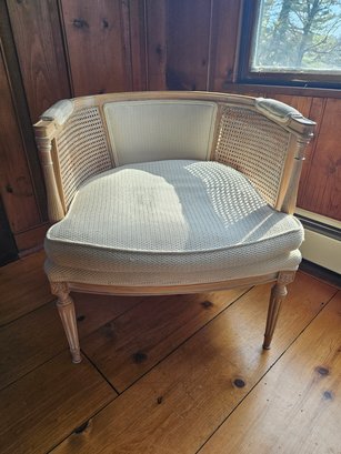 Curved Back Cane Accent Chair