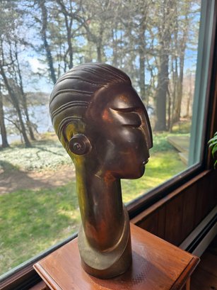 Beautiful Female Brass Bust In The Style Of Franz Hagenauer