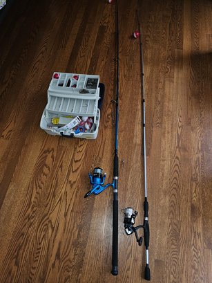 Two Fishing Rods And Tacklebox