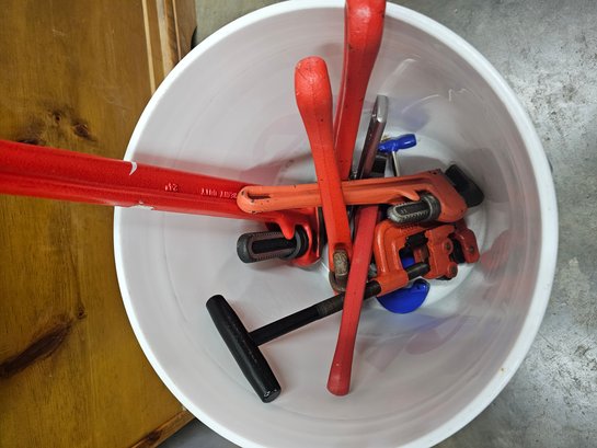 Bucket Of Pipe Wrenches