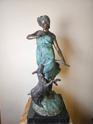Bronze Of Maiden With A Goat