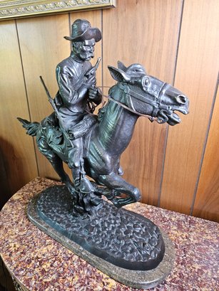 Trooper Of The Plains Remington Bronze (large At 22 Tall And 23 Wide Approx)