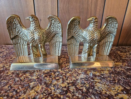 Pair Of Brass Eagle Bookends