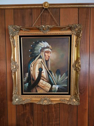 American Indian Painting On Canvas Likely Machine Made