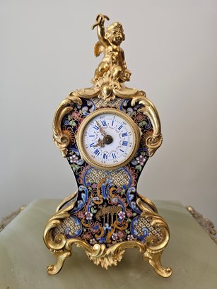 French Ormolu Champleve Mantle Clock