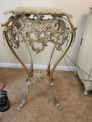 Brass Plant Stand With Marble Or Similar Stone Top