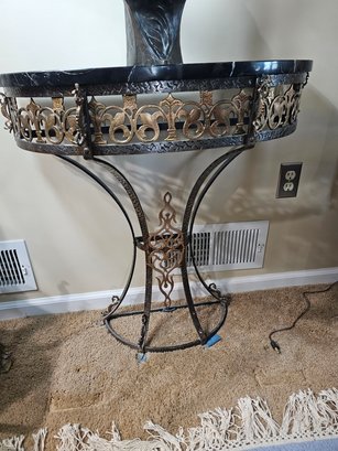 Onyx Or Marble And Cast Iron Accent Table