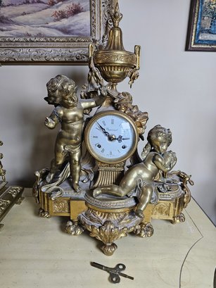 Italian Imperial Gilt Bronze Mantle Clock