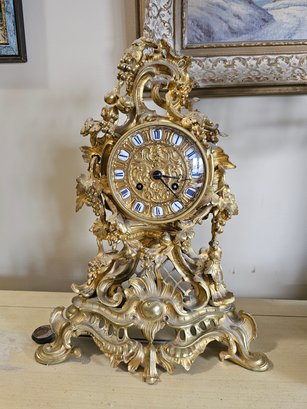 Louis The XV Style French Clock With Blue Enameled Numerals