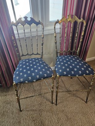 Pair Of Brass Accent Chairs