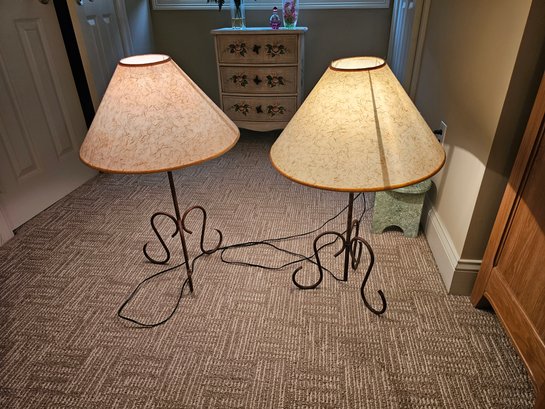 Pair Of Wrought Iron Lamps