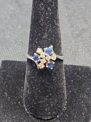 Diamond And Sapphire 18kt White Gold Ring
