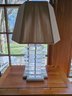 Pair Of Lucite Lamps And Two Stands