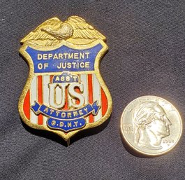 Badge Of Department Of Justice Ass't Attorney SDNY