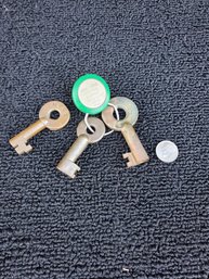 Three Brass Rail Lock Keys