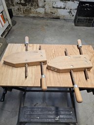 Pair Of Wooden Wood Working Clamps