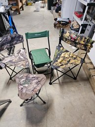 Group Of Collaspable Hunting Chairs/Stools