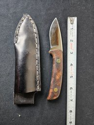 Fixed Blade Knife With Dark Hardwood Handle