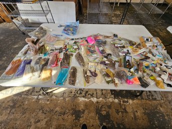 Large Table Top Lot Of Feathers For Fly Making