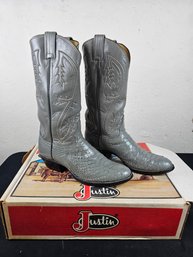 Vintage Justin / Tony Lama Grey Cowboy Boot Style 6373 Size 9