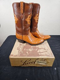 Lucchese Ostrich Boots Size 9 1/2 Gorgeous!