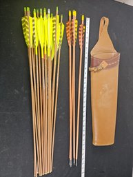 Bear Archery Leather Quiver With 24 Arrows