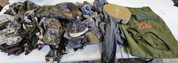 Misc Lot Of Camo And Similar Hats, Gloves, Warmers Etc