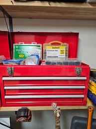 Three Drawer Tool Box With Various Wood Working Accessories (A)