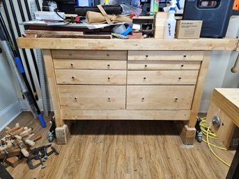 6 Drawer Plus Two Lower Storage Cubbies On Casters (Possibly Falconer)