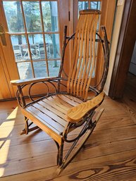 Amish Style Hickory Twig And Oak Rocking Chair - A Real Statement Piece