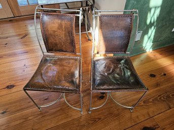 Pair Of Leather And Steel Chairs