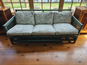 Vintage Green Bamboo Couch