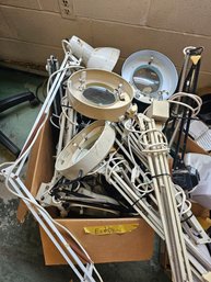 Misc Lot Of Shop Lamps And Magnifiers