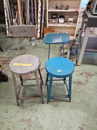 Blue And Gray Vintage Stools With Back Support