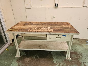 Awesome Maple Top Industrial Table