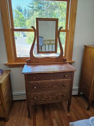 Antique Oak Dresser And Mirror