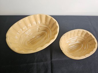 Pair Of Antique Cornbread Bowls