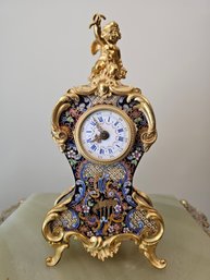 French Ormolu Champleve Mantle Clock