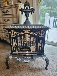 Cast Iron Woodstove Painted In A Wedgwood Style