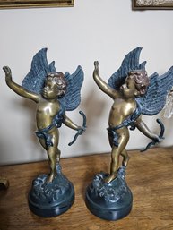 Pair Of David Kay Bronze Cupid Statues
