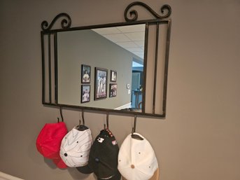 Cute Entryway Cast Iron Mirror / Hat Rack