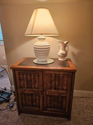 Storage Cabinet, Lamp And Decorative Items