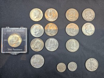 Mixed Lot Of Mostly Silver Half Dollars And Other Silver Coins