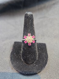 Ruby And Diamond 14kt White Gold Ring