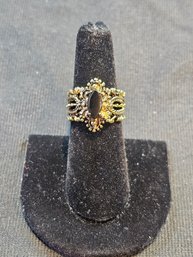 Gold Plated Ring With Onyx Center