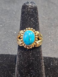 Gold Plated And Turquoise Ring