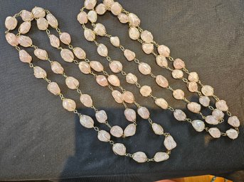 A Pair Of Pink Stone / Quartz Beaded Necklaces